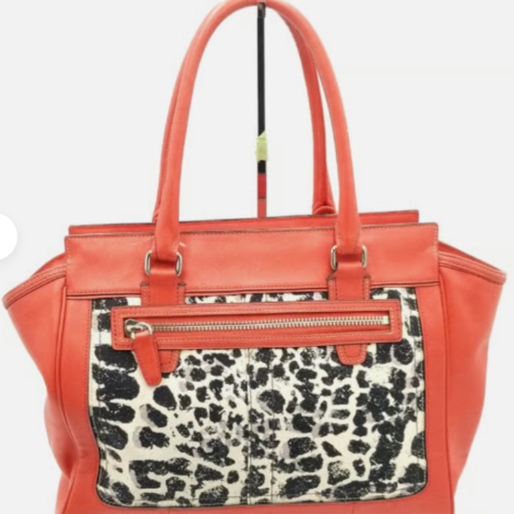 Coach Legacy Haley Red Leather Cheetah Print Handbag - Picture 5 of 6